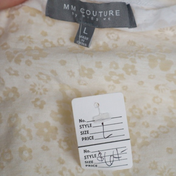 Lagenlook Yellow Pleated Sun Dress with White Floral Lace Slip Liner Set M/L - Picture 9 of 10